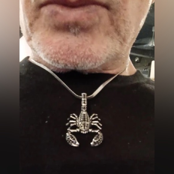 Anthro Pendant Scorpion Black Fashion Jewelry 925 Sterling Silver Rebel Men - Picture 4 of 16